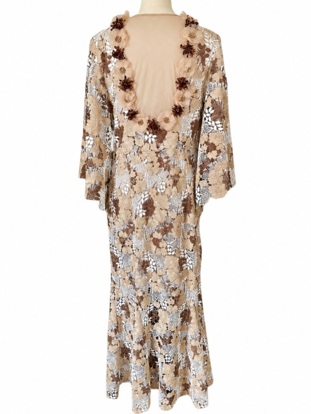 RICH RADI Q'S Rhinestone Openwork Embroidered Florals Lace Dress - Picture 3 of 16